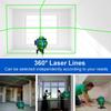 16/12/8 Line 360° 4D Horizontal Vertical Cross Spirit Level Measure Tool Kit Green Light Laser Level