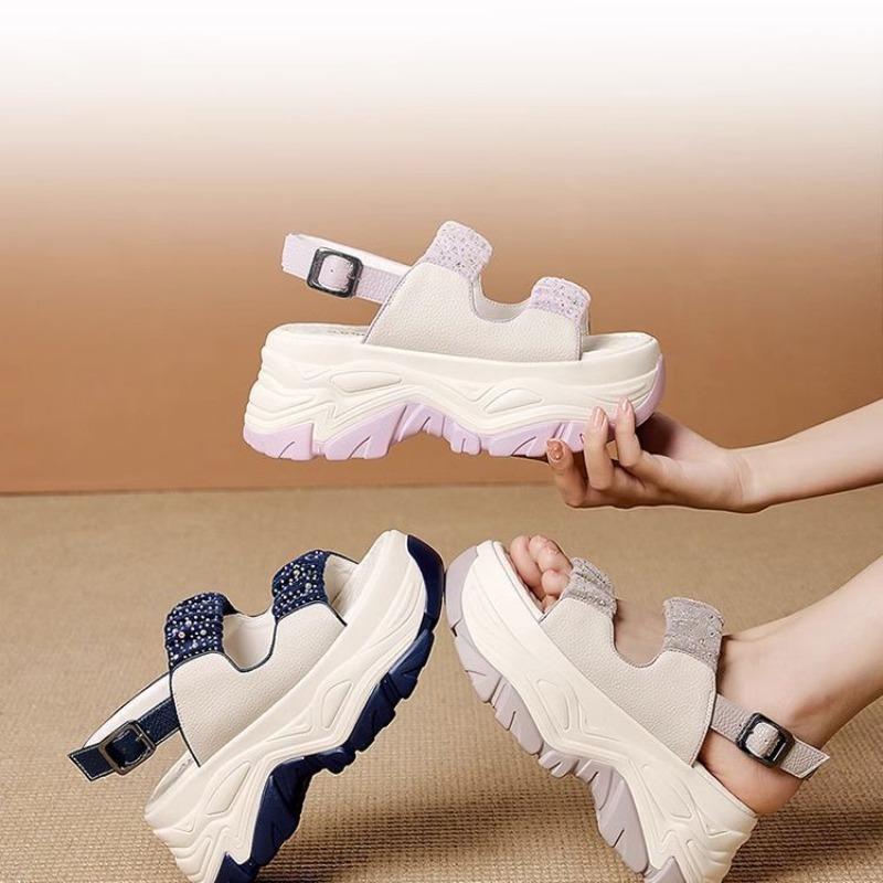 Mote Moderne Kilesandaler for Damer Platform Sommer Nye Høye Sandaler Dame Høydeøkende Sko Damer Tykksålede Sko