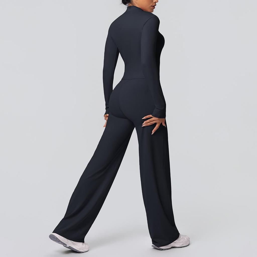 European-American Nude Feel Sports Jacket and Slimming Yoga Pants Set