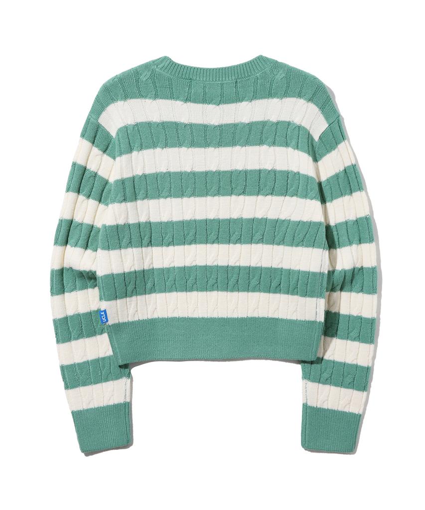 UCLA Women'S Striped Cable Knit Sweater [Green] (Ub1Lk51)