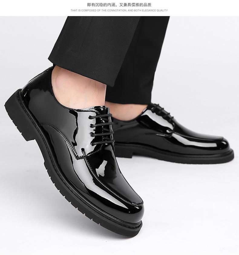 FashionBusiness Black Patent Leather Glossy Shoes for Men 2024 Spring Autumn Business British Black Formal Wedding Shoes Man