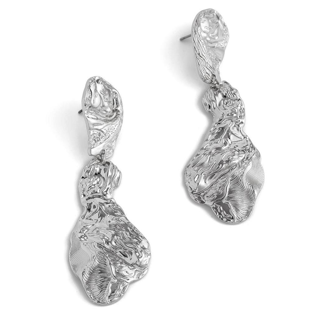 European and American Personality Pleated Heart and Sunflower Alloy Earrings
