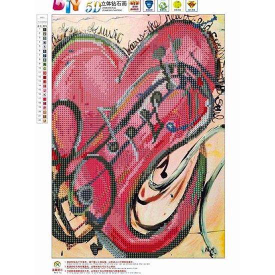 

Huacan DIY Алмазная вышивка алмазная живопись сердце ноты вышивка крестиком мозаика Алмазная картина из стразов домашний декор 30*40 cm