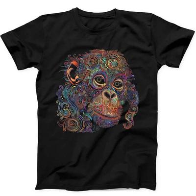 Affen-Mandala-Kunst Bestseller Lustiges Geschenk Schwarzes T-Shirt 259