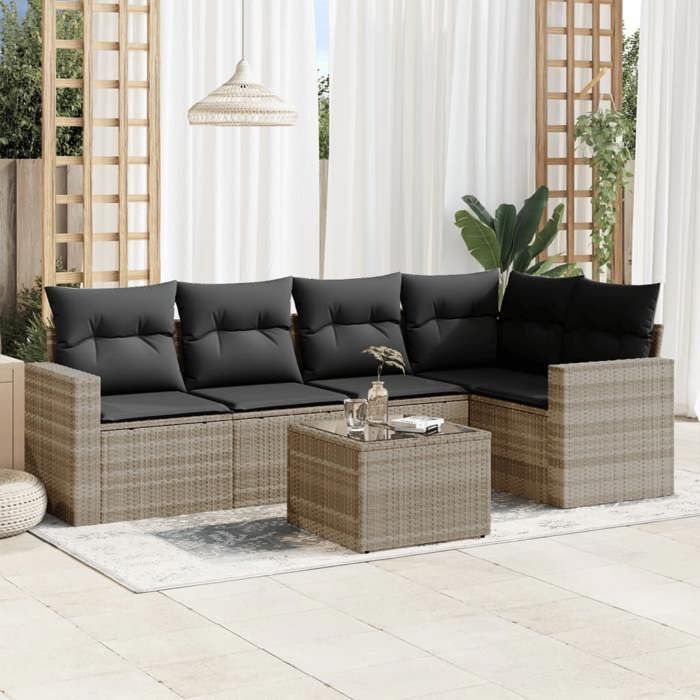 VidaXL Salon de Jardin avec Coussins 6 pcs, Canapés avec Pieds Réglables, Ensemble de Meubles d'Extérieur Patio Terrasse, 3251279