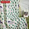 1PC Nuan Series Festival Decorative Curtain Christmas Elk Pattern Cotton Linen Printed Curtains With Tassel For Windows Balcony Home Decor