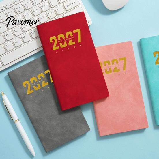 Portable Daily Schedule 2027 Agenda Notebook, Pocket Size PU Leather Cover Academic Planner for Work Planner, Practical Organizer Business And