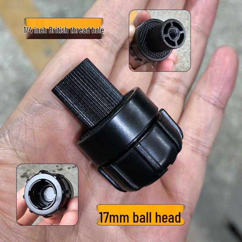 17mm Ball Head to 1/4" Interface Universal Swivel Pan/Tilt Tripod Adapter.