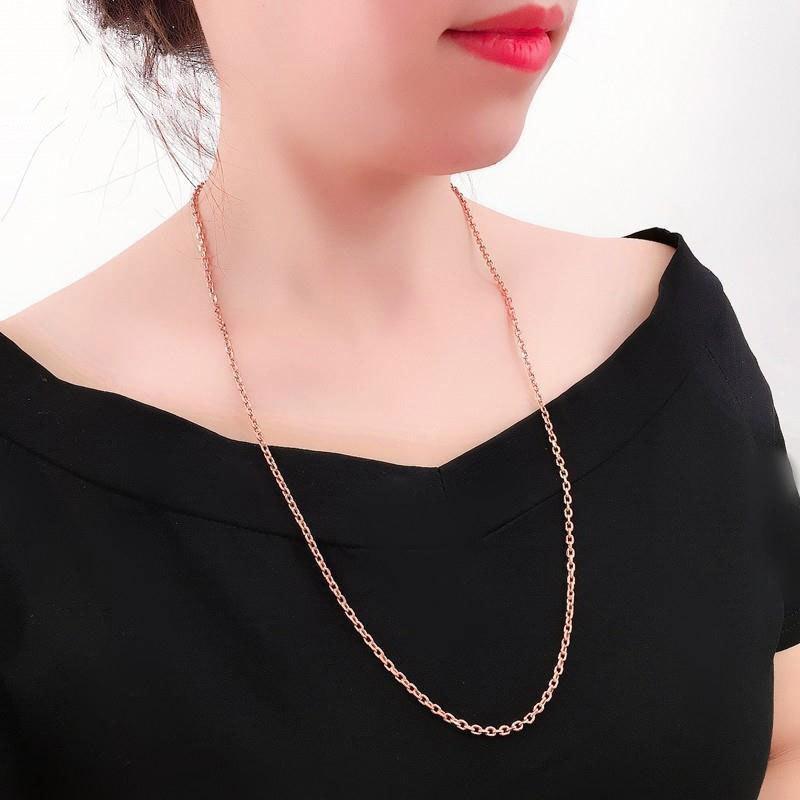 Purple Gold Bead Square Buckle Necklace Rose Gold Plated Cross Chain Men'S And Women'S Necklace