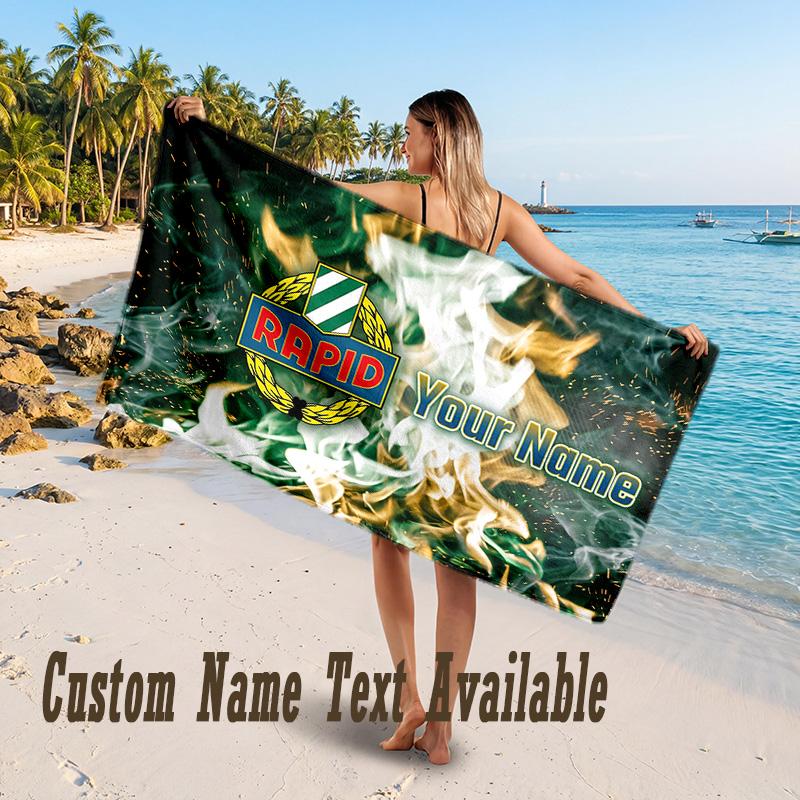 Rapid Wien FC Design Beach Towel Custom Text Large Towel for Beach Vacation