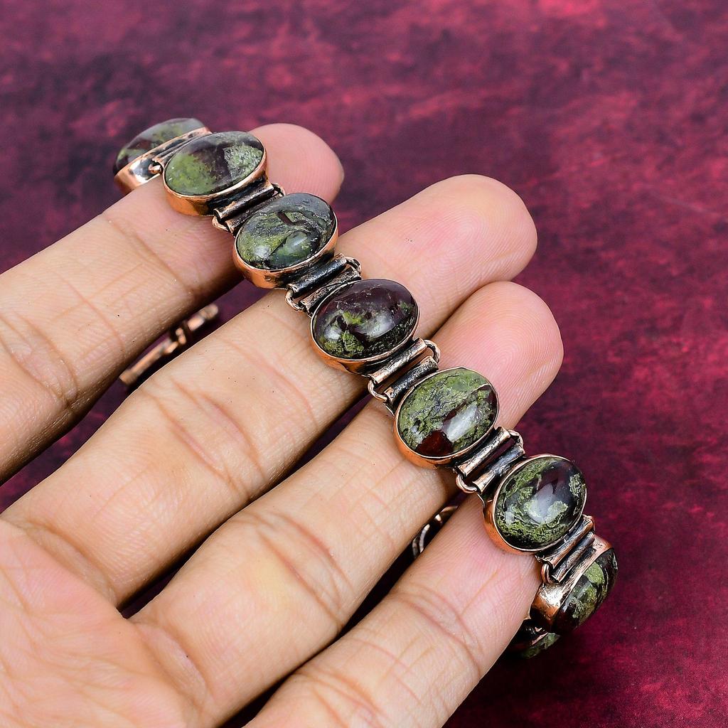 Dragon Bloodstone Bracelet Copper Adjustable Chain Bracelet Real Gemstone Jewelry