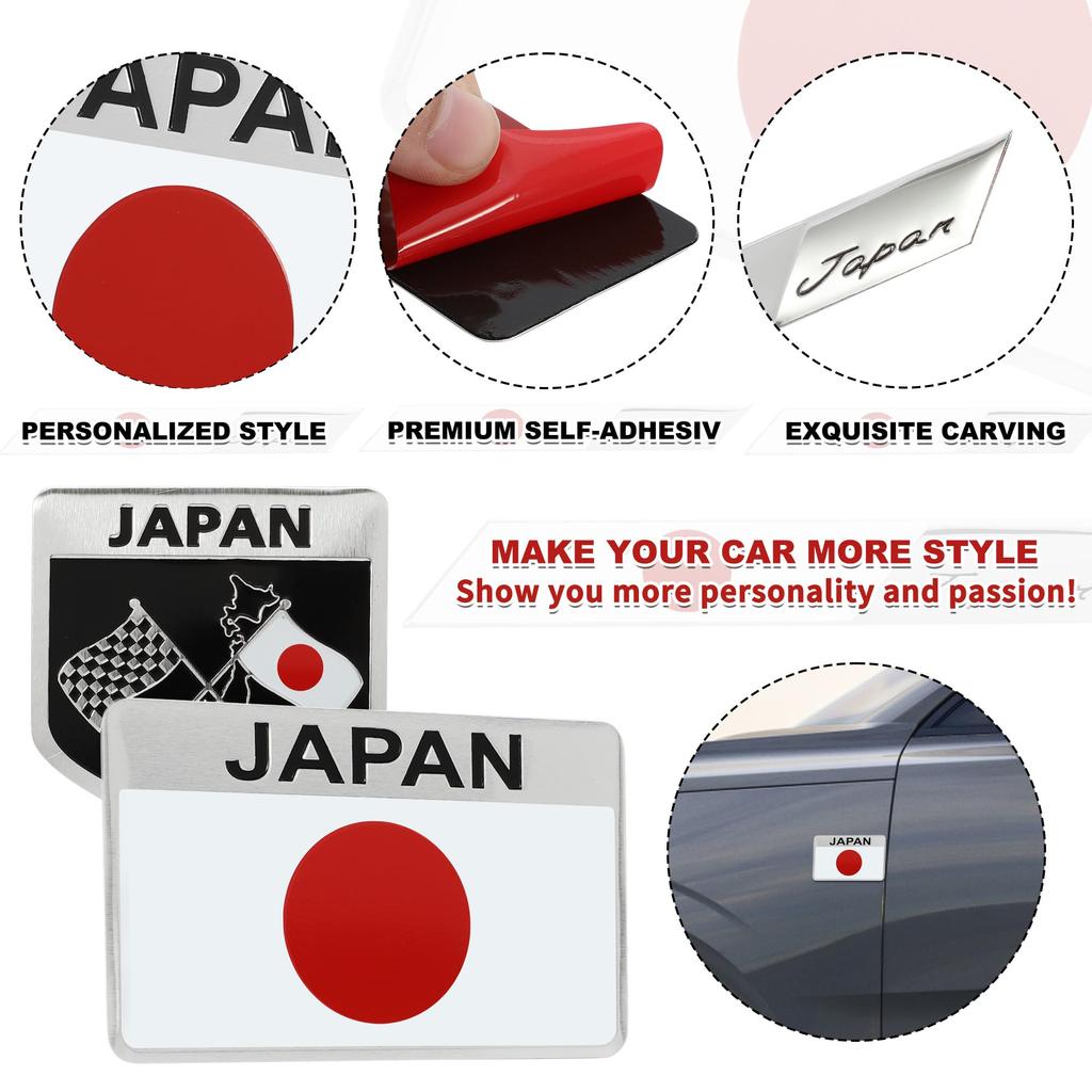 TOMALL 4Pcs 3D Metal National Flag Emblem Badge Decal Fender
