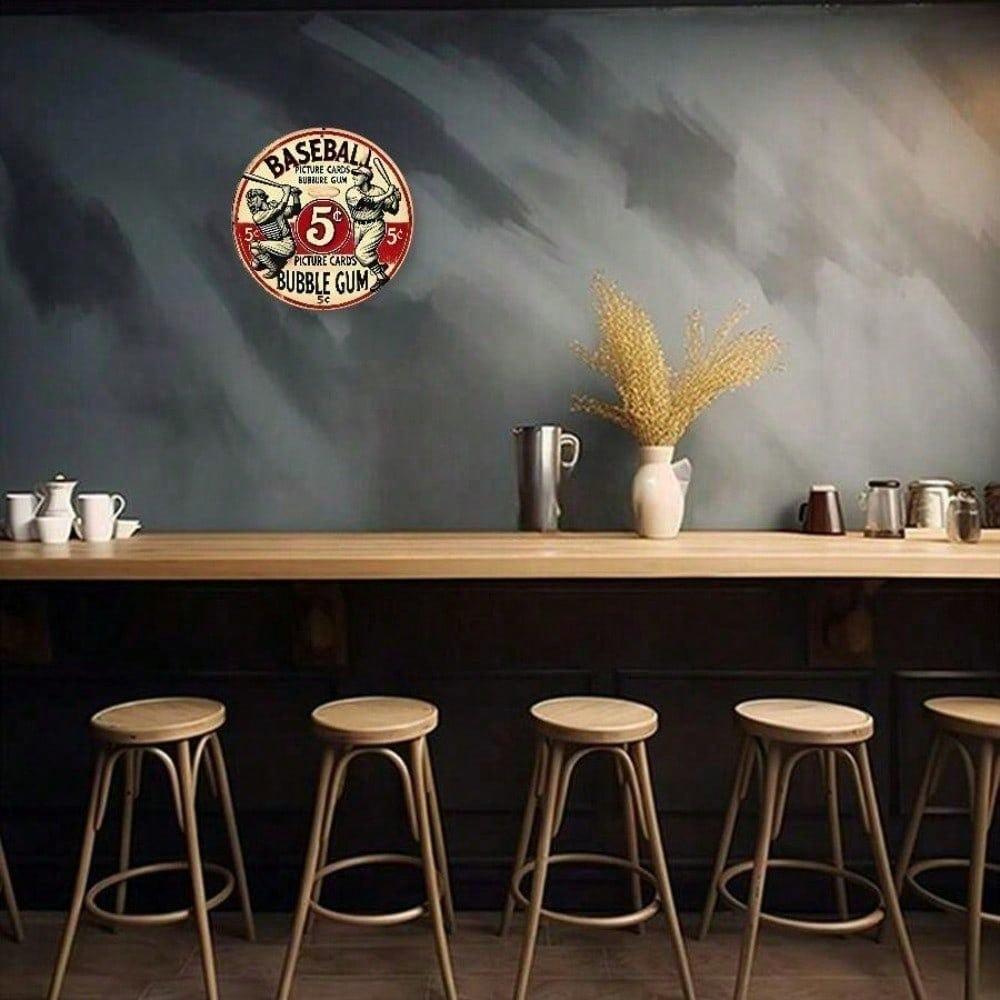 Vintage Retro Tin Sign 8x8 Inch, Baseball Metal Wall Art for Man Cave Garage Bar, American Sports Memorabilia