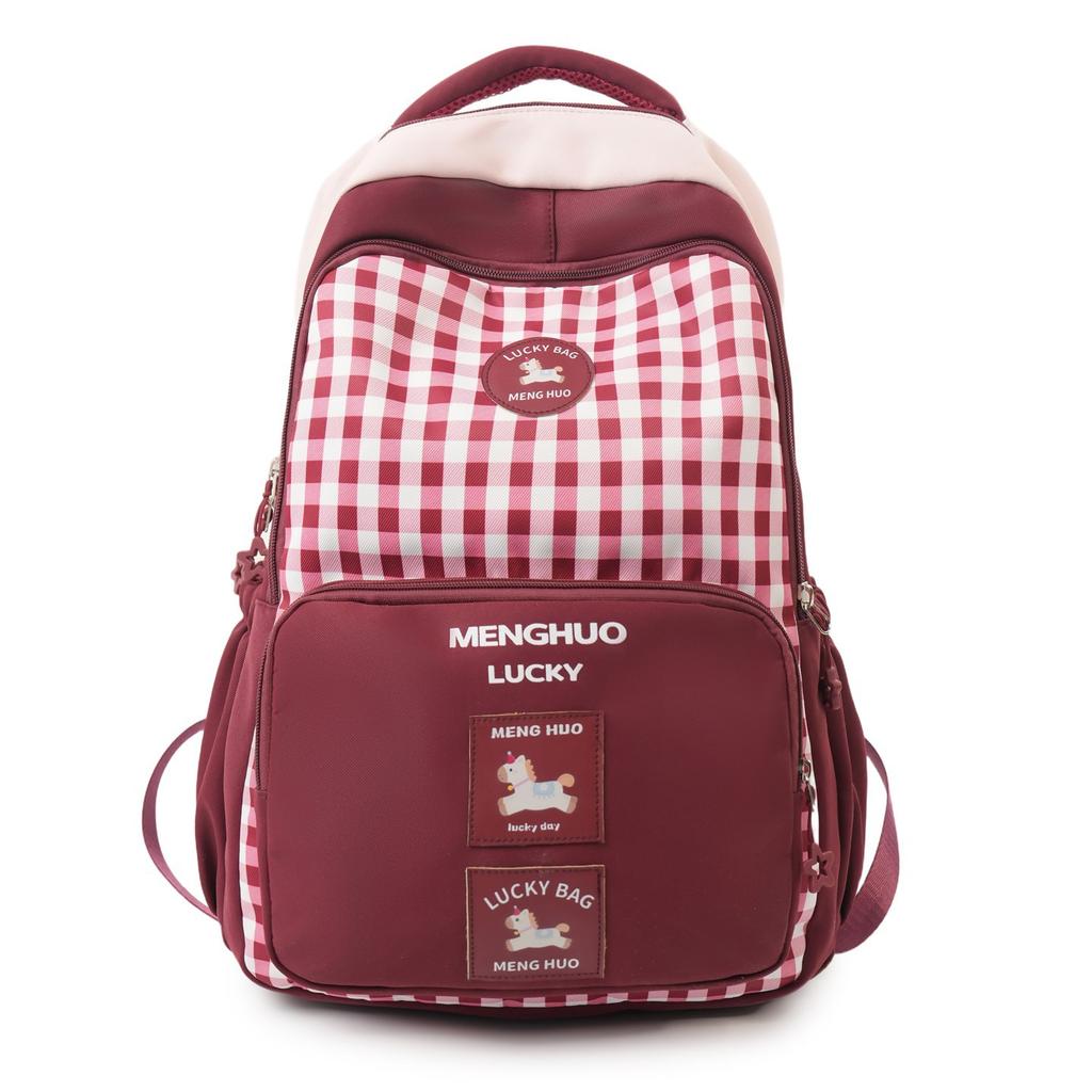 Schoolbag new Japanese cartoon plaid backpack cute Ruiying soft girl girl backpack commuter versatile student schoolbag