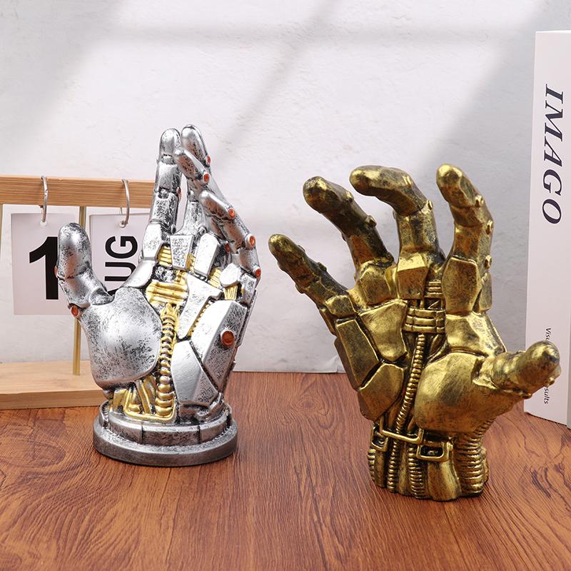 Creative Punk Gamepad Holder Robotic Hand Ornament Cool Simulated Mechanical Hand Statue Decor Desktop Holder Decoration