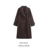 Kaslead New Women Clothes Western Style Fashion Simple Woolen Wide Version Long Pocket Decoration Coat