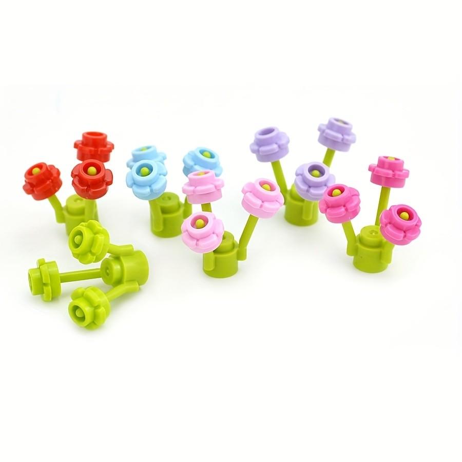 300PCS Round 1x1 with Flower Building Blocks 5 Petals Brick Particle Educational Toys Birthday Kid Gift