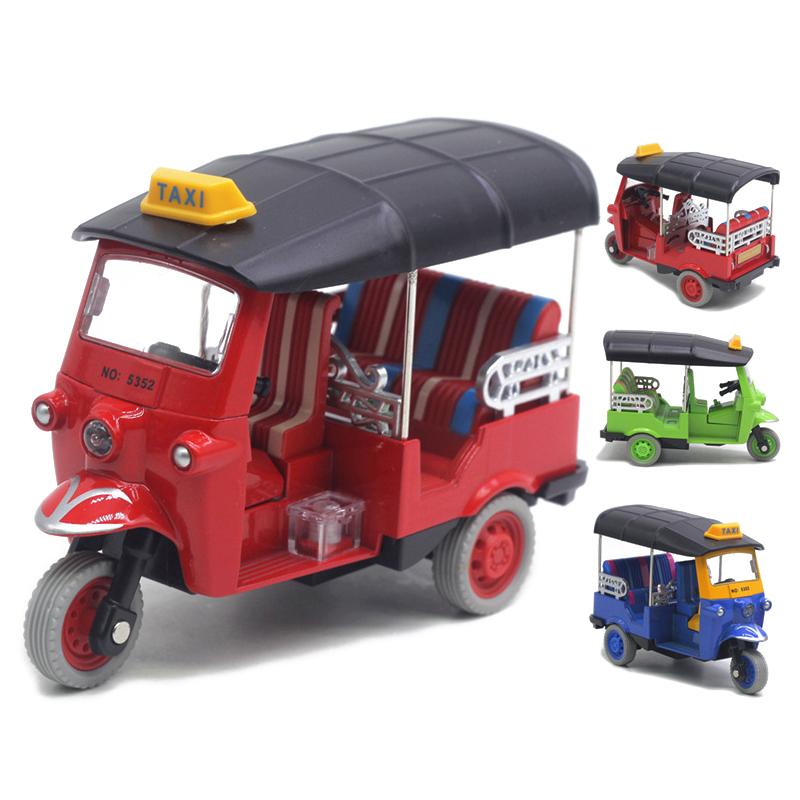 1 Peça Presente de Aniversário Modelo de Triciclo Tailandês Brinquedo Simulação Tuk Tuk Carro Estatueta Brinquedo de Veículo Infantil Decoração de Topper de Bolo para Mesa