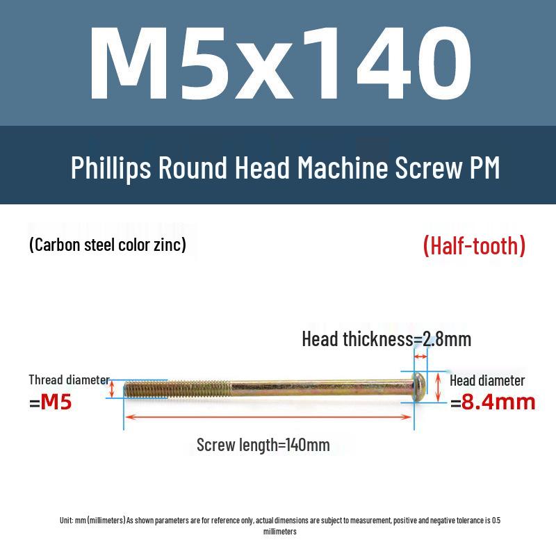 Yigu Zinc-Plated Carbon Steel PM Phillips Round Head Machine Screws M3/M4/M5