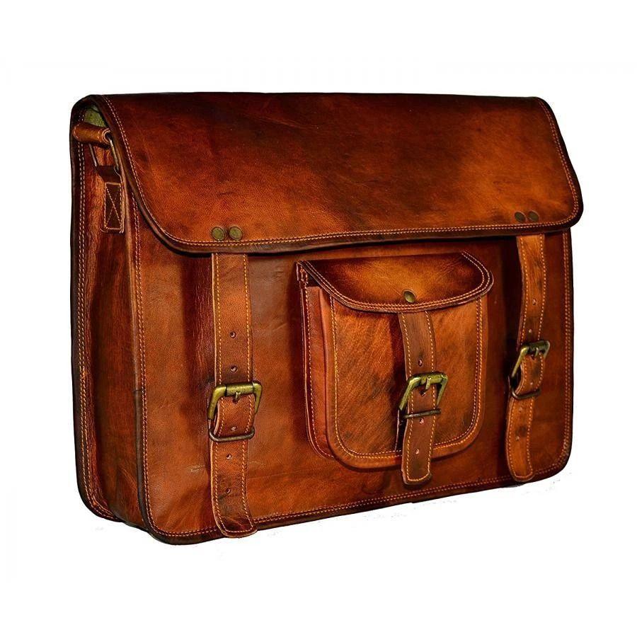 

Мужская сумка-мессенджер из натуральной винтажной кожи, новая сумка-портфель для ноутбука 18 x 14 x 6 in