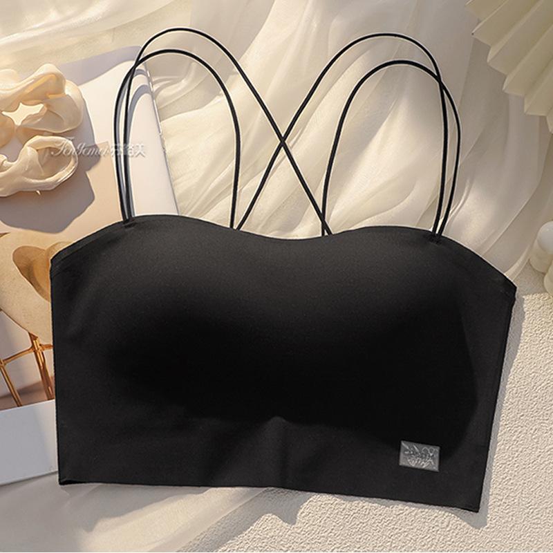 Summer ice silk beautiful back underwear women gather tube top anti-light suspender seamless bra cover thin inner vest women