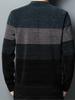 Men's Striped Knit Sweater, Casual Round Neck Pullover, Polyester, Long Sleeve for Daily and Leisure, Autumn/Winter Season, Youth and Adult Unisex Top