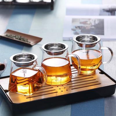 Heat-Resistant Borosilicate Glass Tea Pitcher Set with a Strainer, Chinese Tea Set Accessory, Chahai Divider, Coffee Milk Jug