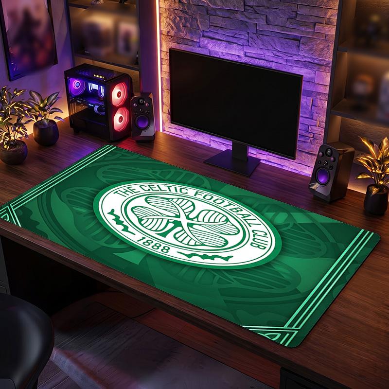 Celtic FC Theme Pattern Mouse Pad, Soccer Logo Design XXL Gaming Desk Mat Non-Slip Computer Mouse Pad