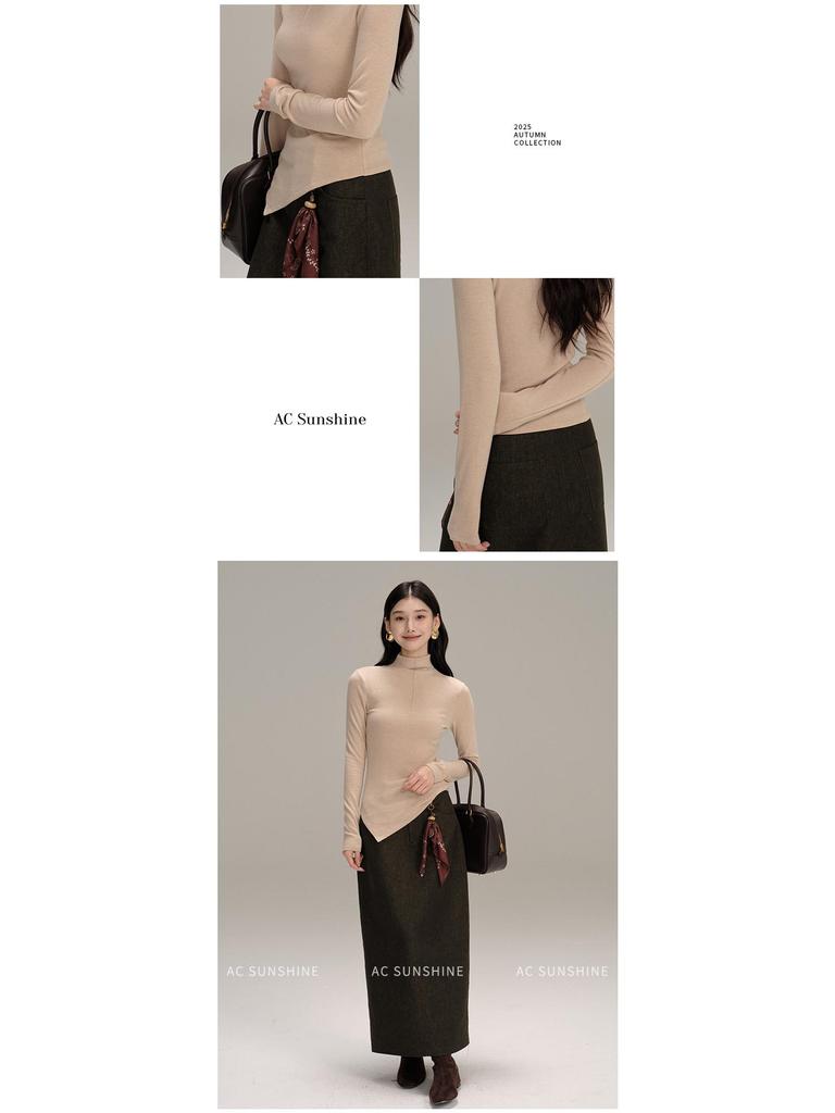 AC Sunshine Women's Vintage-Look Woven Cotton Midi Bodycon Skirt for Everyday Casual and Commute Wear