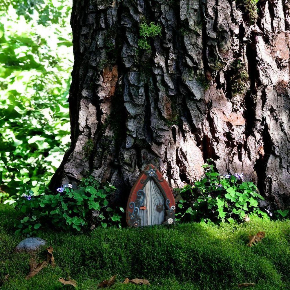 Figurines Fairys Door Outdoor Garden Ornament Yard Art Fairy Garden Door Miniature Fairy Gnome Multicolor Wooden Fairy Gate