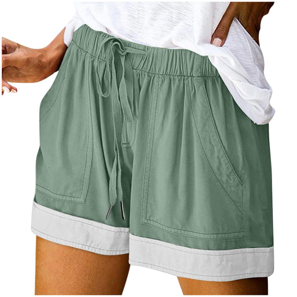 Women's Fashion Casual Elastic Waistband Pocket Drawstring Shorts
