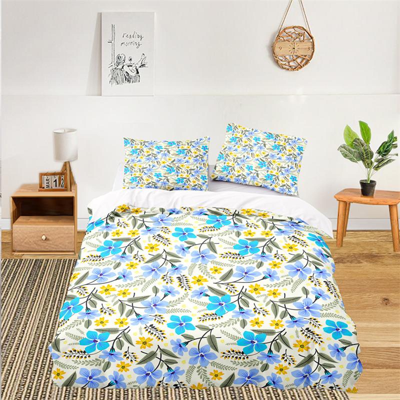 Soft Floral Bedding Set For Kids Girls Adults Leaves Flowers Branch Print Duvet Cover Set Quilt Cover Pillowcases Bedroom Decor