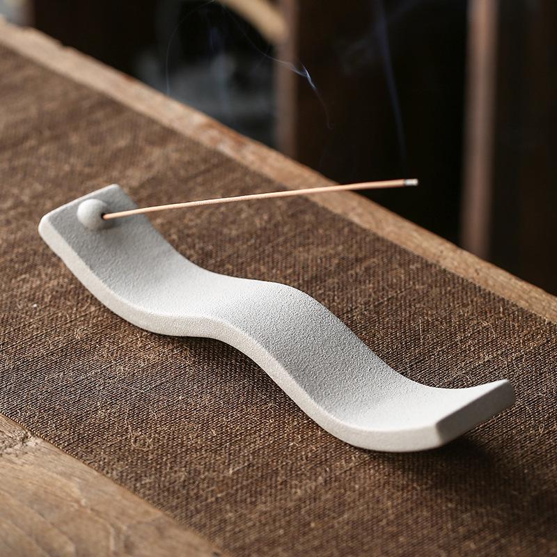 Creative Coarse Pottery Incense Holder - Reclining Sandalwood Burner & Ornament for Home or Office.
