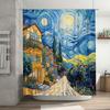 Van Gogh Inspired Starry Night Village Shower Curtain Transform Your Bathroom Into An Artistic Haven Waterproof  Durable