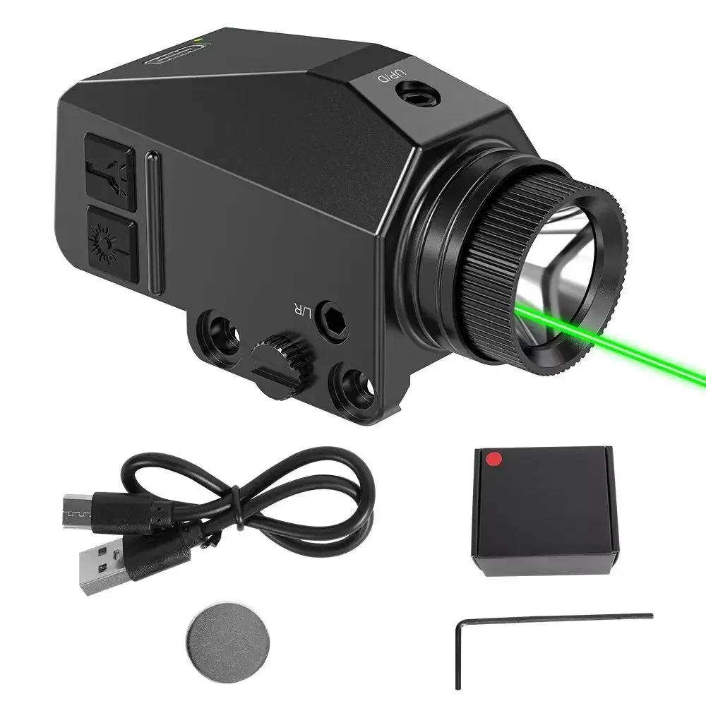 Lanterna LED Tática 1000LM Combo Mira Laser Ponto Vermelho/Verde/Azul/Roxo Luz para Pistola Glock 17 19 / Trilho de 20mm Caça