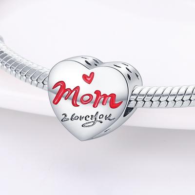 Charm Genuine Copper MotherS Day Heart Pendants Bead Fits Bracelets DoItYourself Beautiful Gifts Women Delicate Jewellery Accessory