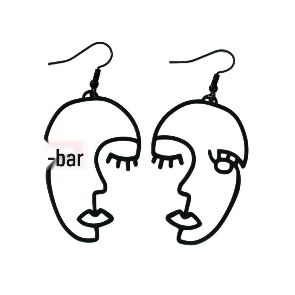 Trendy Abstract Black Long Dangle Earrings: European & American Style for Women