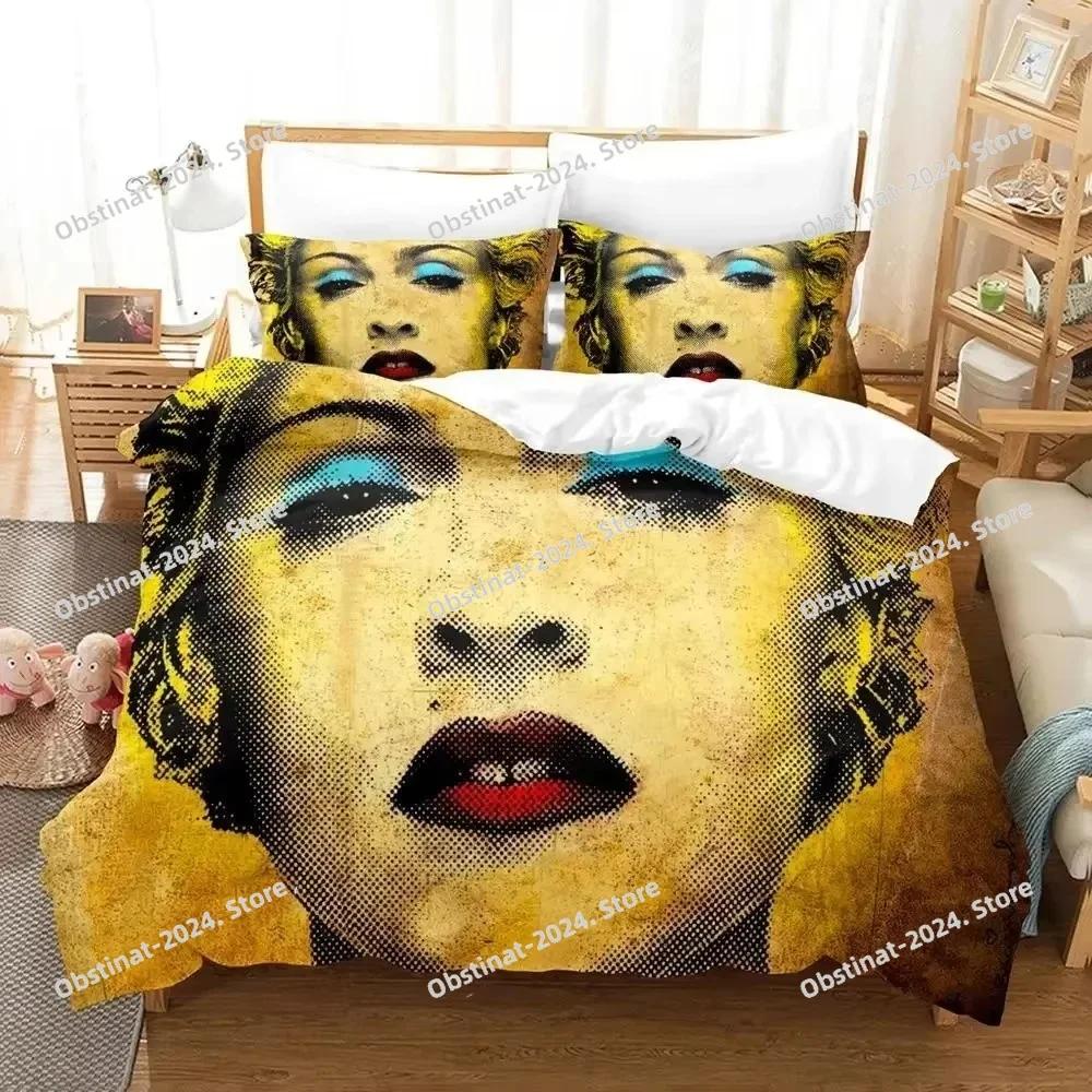 Parure de lit 3D imprimée Madonna sexy : housse de couette, taie d’oreiller, couette, tailles king et queen, pour garçon et adulte.