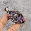 Amethyst & Rainbow Moonstone Pendant Gemstone Jewelry, 999 Copper Wire Wrapped Pendant, Gift For Women Handmade Pendant