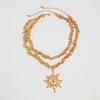 Imitation Pearl Sunflower Pendant Exquisite Beads Chain Choker Jewelry Multilayer  Necklace  Girls