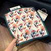 Sen green flower print fresh imitation silk scarf premium versatile square scarf neck protection scarf trendy headscarf scarf women