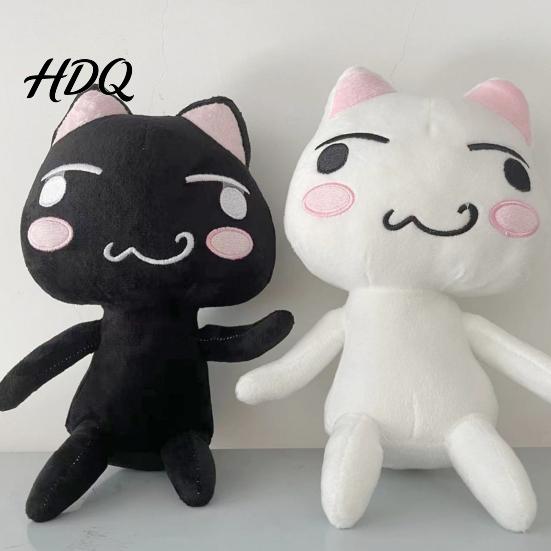 Cartoon Mascot Inouetoro Cat Plush Toy Cute White/Black Kitten Doll Plushies Ornament Soft Stuffed Animal for Children Fans Birthday Gift