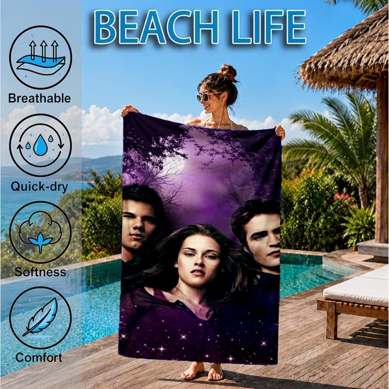 Vampir Saga Romanze Strandtuch, Mikrofaser Strandtuch, Perfekt für Pool, Strand, Reisen, Heimdekoration Strandparty Fan Geschenke