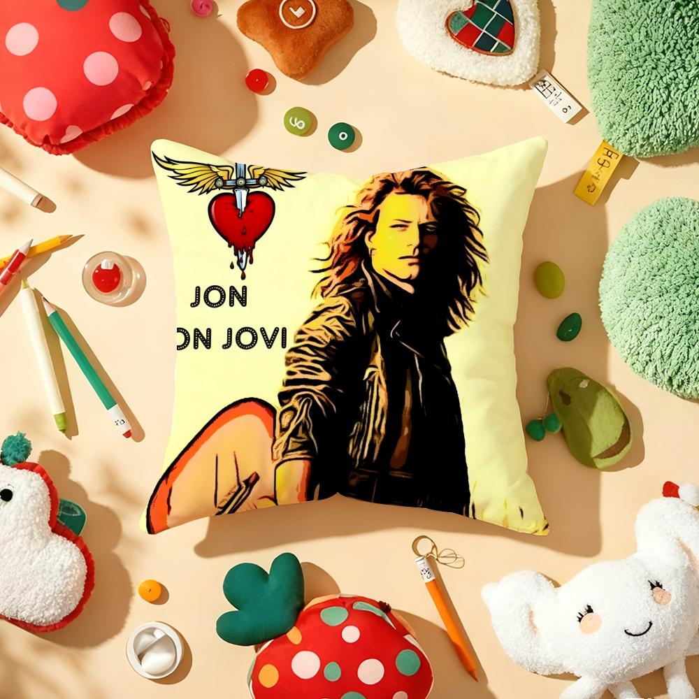BBon JJovi Rock Kussenhoes Pluche Stof Zacht Dubbelzijdig Bedrukt Bank Warm Winter Huis Cadeau Kussenhoes