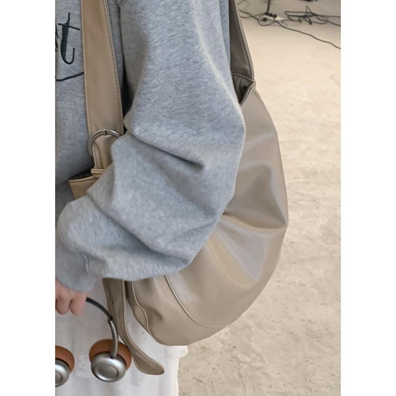 Retro Large-capacity Underarm Bag Women's 2025 New Solid-color Soft-sided Dumpling Bag Versatile Shoulder Messenger Bag