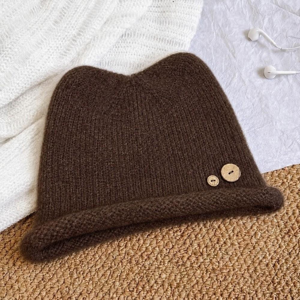 Windproof Pull-On Beanie Thick Warm Cold Weather Cap Casual Knit Beanie Hat for Women