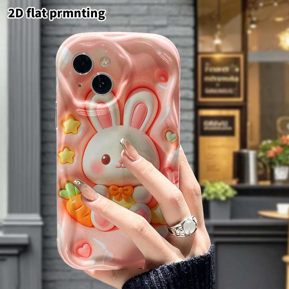 Phone Case: 2D Flat Design, Suitable for iPhone 18, 17, 16, 15, 14, 13 Pro Protective Cases, with Droopy-eared Little Bunny, Perfect Christmas and Hal