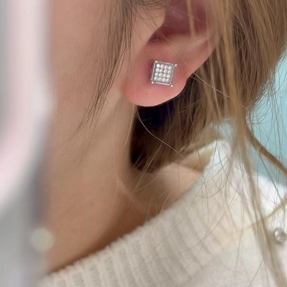 Orecchini a Perno Quadrati Iced Out in Moissanite Rame Gioielli Hip Hop Per Uomini Donne