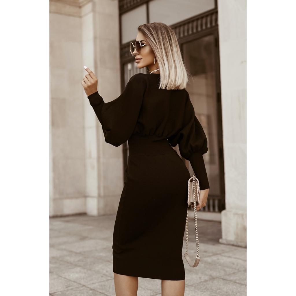 Vestido Lápiz de Invierno para Mujer 2025 | Manga Farol de Color Sólido con Cintura Entallada | Vestido Bodycon de Otoño Ajustado - Falda Cálida de Una Pieza (S-3XL)