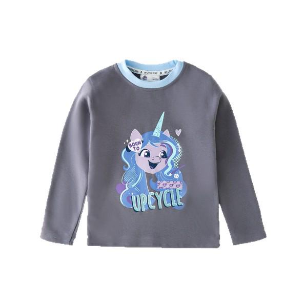 Girls' Cartoon Long-Sleeve Cotton T-Shirt - Spring/Autumn Fashionable Color Block Top